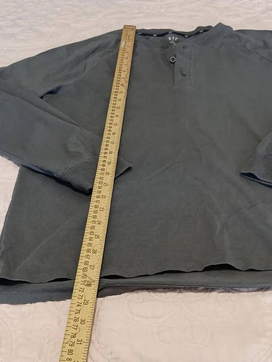 Men's Long Sleeve Henley Shirt Gray - Picture 2 of 4